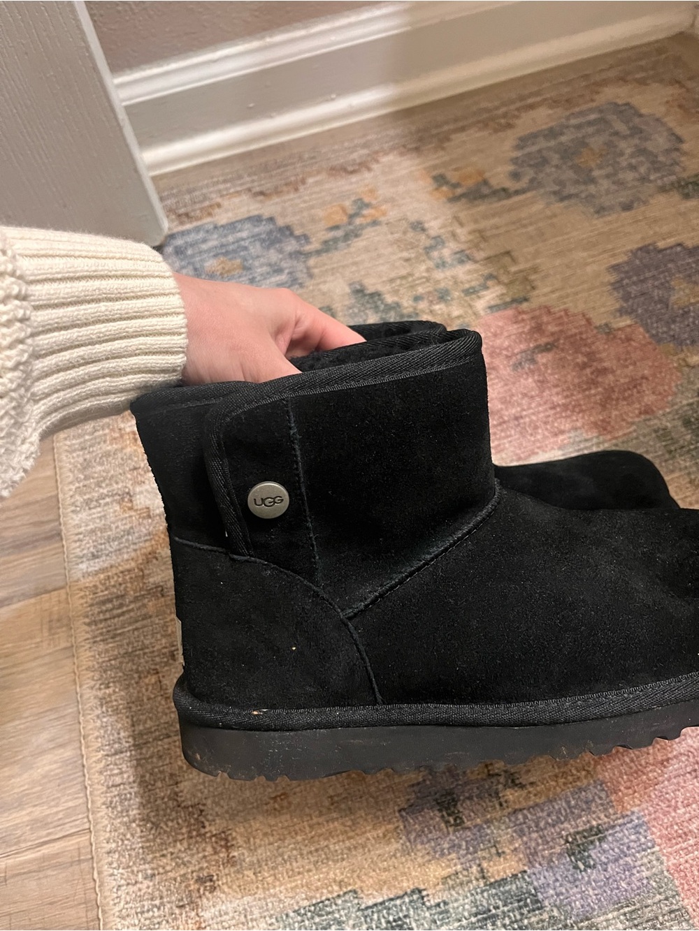 UGG Black Short Button Side Boot - Picture 4 of 8